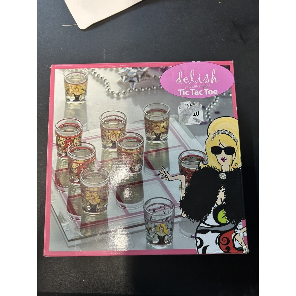 DELISH TIC TAC TOE Drinking Game Shot Glass Board And Glass Shot Glasses